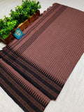 Authentic Begumpur Handwoven Cotton Saree in Earthy Brown with Traditional Black Border | Lightweight Bengal Handloom Saree