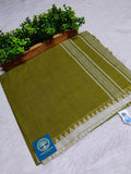 Authentic Begumpuri Handwoven Pure Cotton Saree in Olive Green with Traditional Begumpuri Border