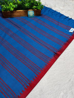 Begumpur Handwoven Pure Cotton Saree in Royal Blue with Red Begumpuri Border | Traditional Bengal Handloom Saree