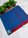 Begumpur Handwoven Pure Cotton Saree in Royal Blue with Red Begumpuri Border | Traditional Bengal Handloom Saree