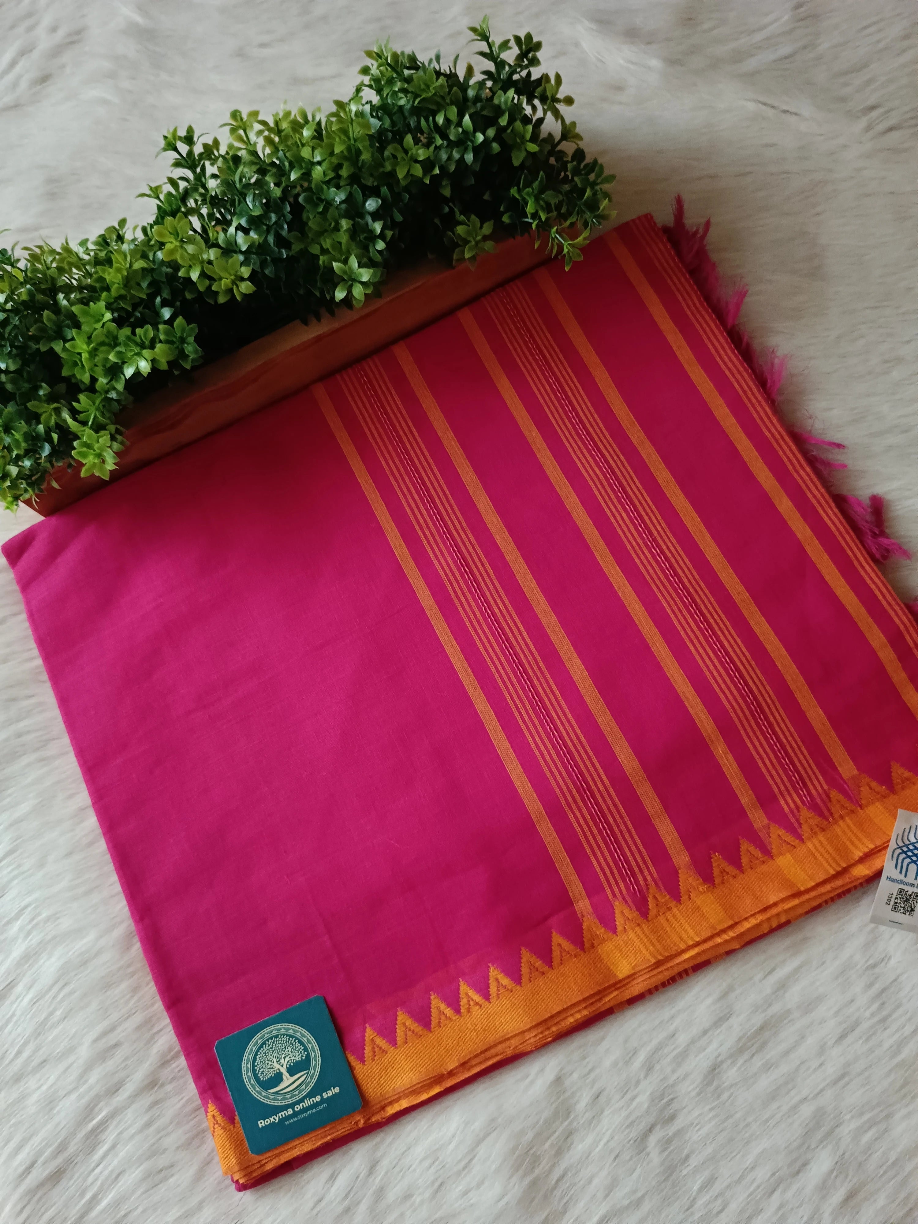 Begumpur Pure Cotton Handwoven Saree with Traditional Contrast Border | Lightweight Bengal Handloom Saree