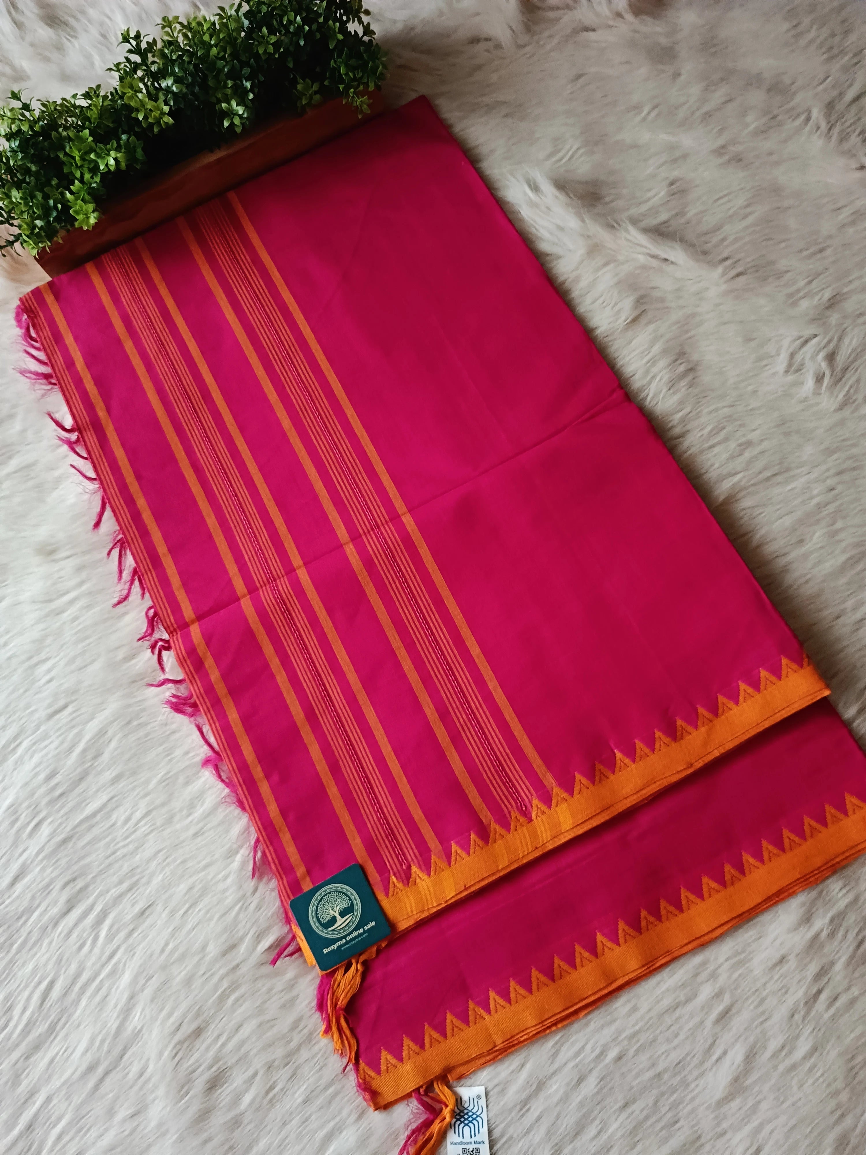 Begumpur Pure Cotton Handwoven Saree with Traditional Contrast Border | Lightweight Bengal Handloom Saree