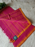 Begumpur Pure Cotton Handwoven Saree with Traditional Contrast Border | Lightweight Bengal Handloom Saree