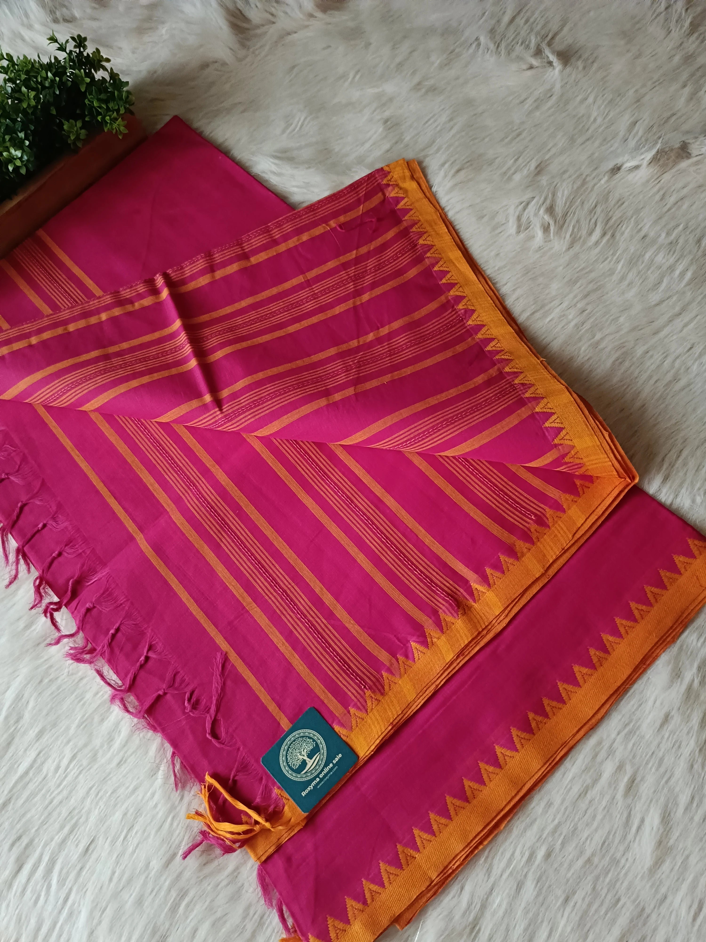 Begumpur Pure Cotton Handwoven Saree with Traditional Contrast Border | Lightweight Bengal Handloom Saree