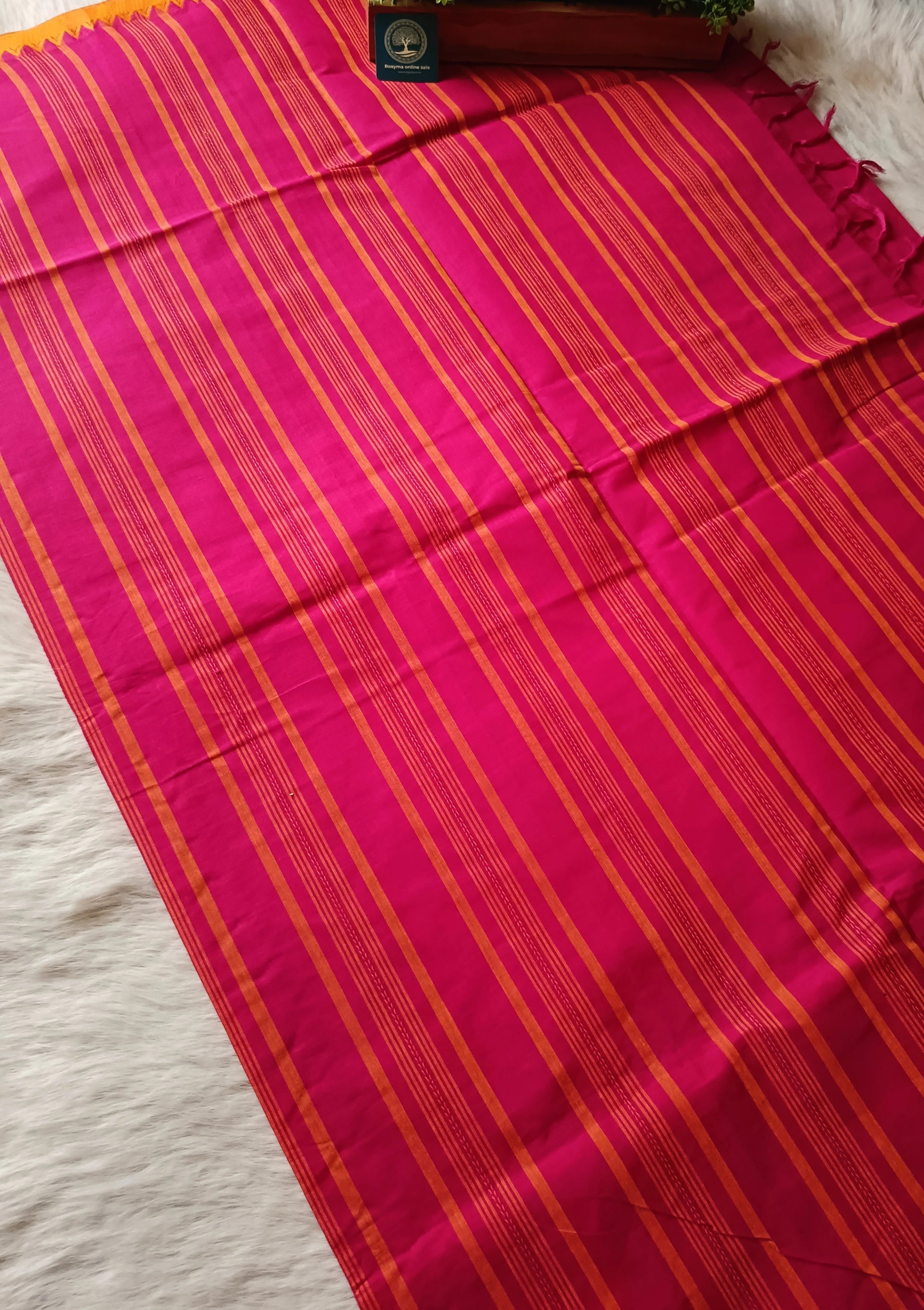 Begumpur Pure Cotton Handwoven Saree with Traditional Contrast Border | Lightweight Bengal Handloom Saree