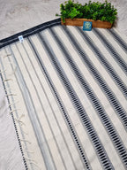Classic Off-White Begumpur Handwoven Cotton Saree with Black Stripes & Contrast Border | Bengal Handloom Saree