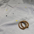 Elegant Grey Pure Cotton Handwoven Dola Bedi Jamdani Saree with Black & Yellow Traditional Motifs