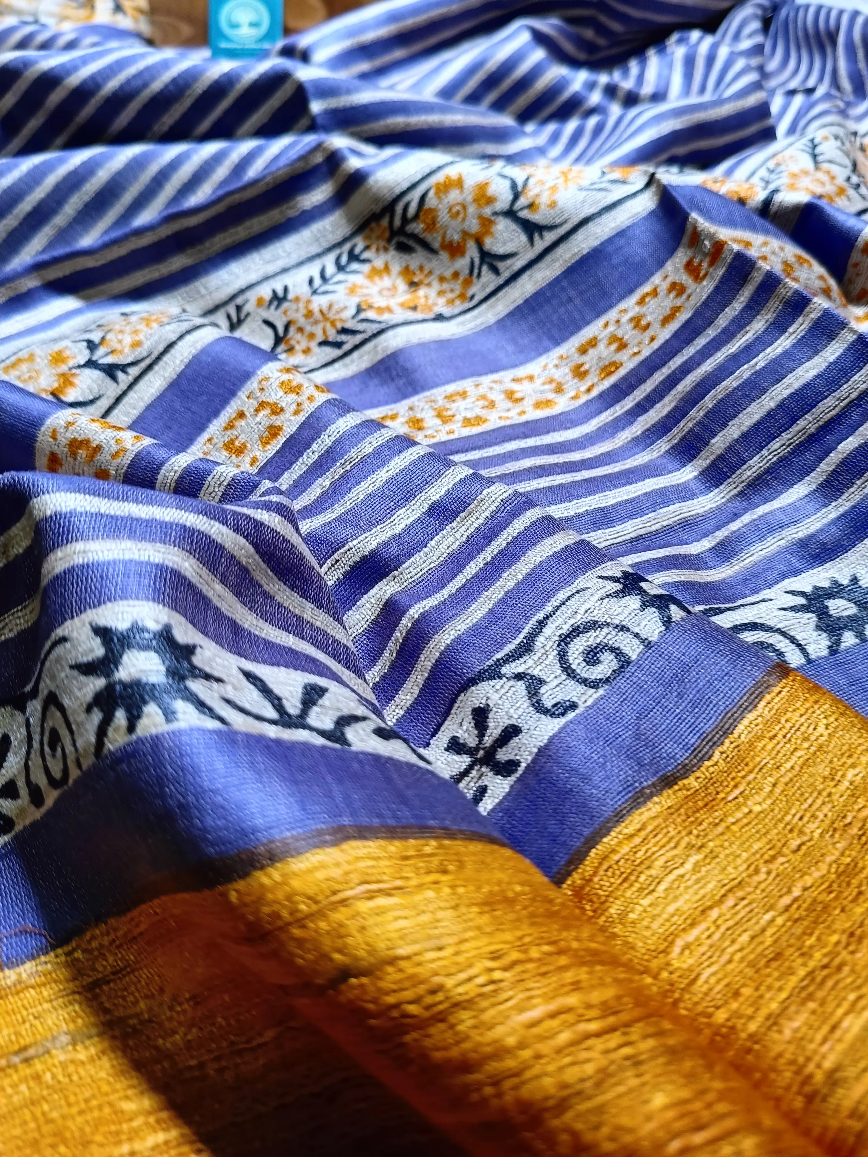 Elegant Lavender Tusser Gicha Silk Saree with Floral Border & Running Contrast Blouse Piece