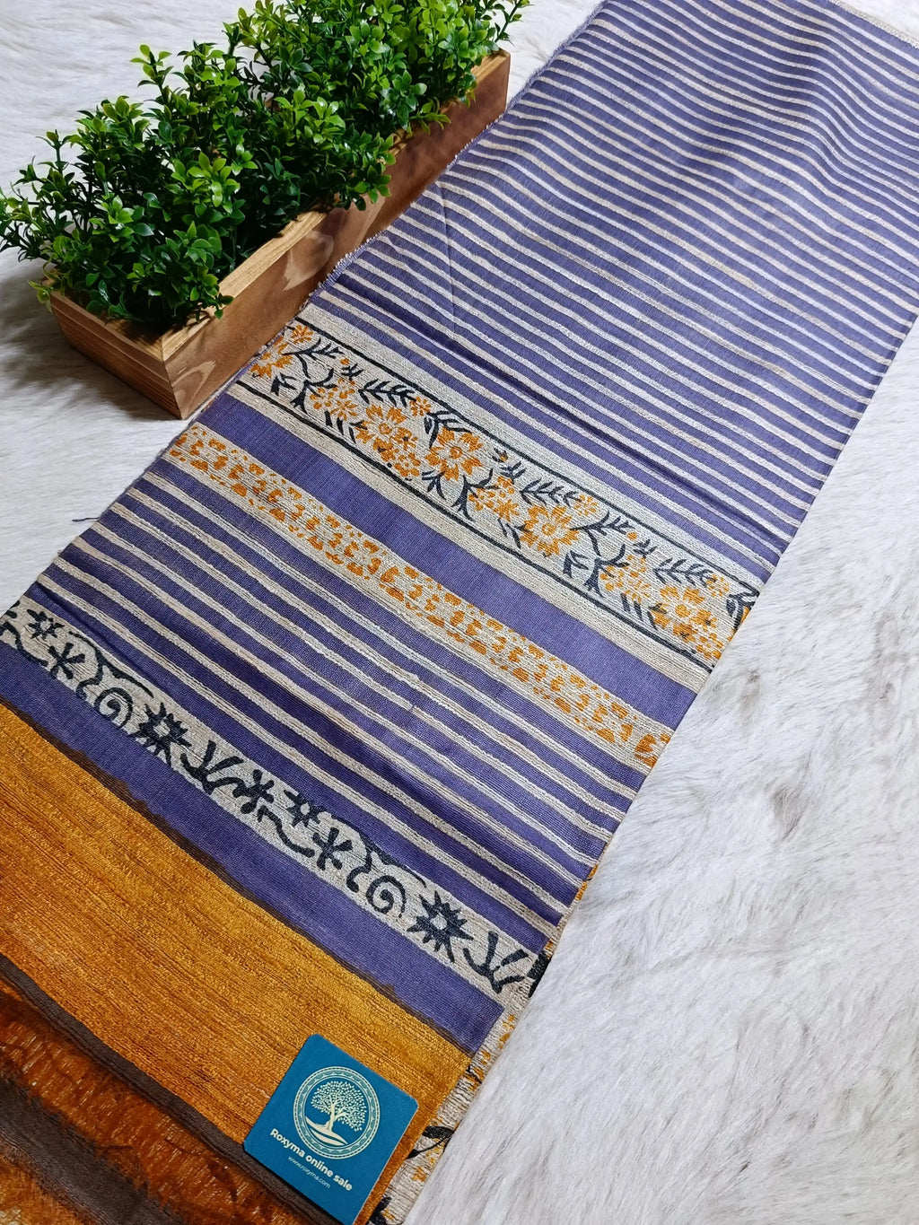 Elegant Lavender Tusser Gicha Silk Saree with Floral Border & Running Contrast Blouse Piece