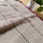 Elegant Pure Handloom Cotton Saree with Gicha Stripe Pallu & Traditional Ganga Jamuna Border