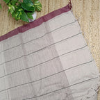 Elegant Pure Handloom Cotton Saree with Gicha Stripe Pallu & Traditional Ganga Jamuna Border
