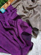 Elegant Violet Handloom Cotton Saree with Jacquard Weaving & Contrast Baby Pallu