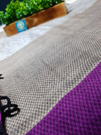 Elegant Violet Handloom Cotton Saree with Jacquard Weaving & Contrast Baby Pallu