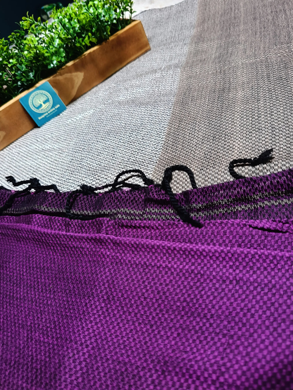 Elegant Violet Handloom Cotton Saree with Jacquard Weaving & Contrast Baby Pallu