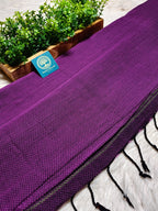 Elegant Violet Handloom Cotton Saree with Jacquard Weaving & Contrast Baby Pallu