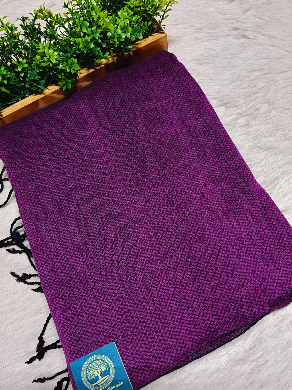 Elegant Violet Handloom Cotton Saree with Jacquard Weaving & Contrast Baby Pallu