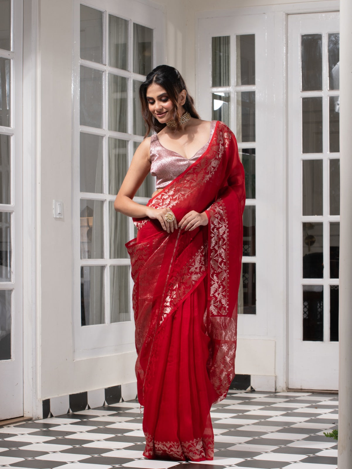 Subarnalata - Pure Maslin Silk Saree with Matka Silk Blouse Piece | Premium Handloom Silk Saree | Elegant Festive & Wedding Wear