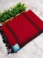 Handloom Cotton Saree in Red and Black