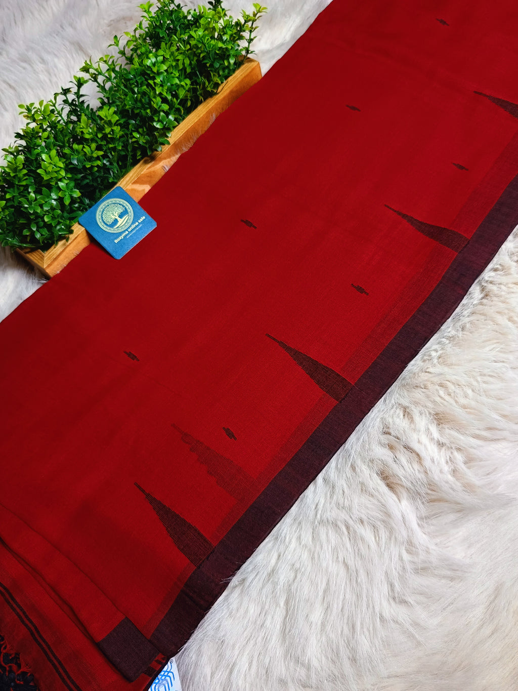 Handloom Cotton Saree in Red and Black