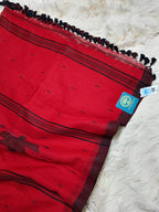 Handloom Cotton Saree in Red and Black