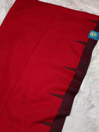 Handloom Cotton Saree in Red and Black