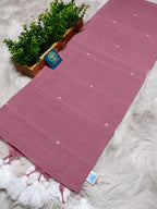 Handloom Cotton Baby Pink Saree with Contrast White Woven Butis