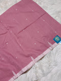 Handloom Cotton Baby Pink Saree with Contrast White Woven Butis