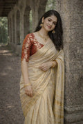 Pavitra - Golden Tissue Modal Silk Saree