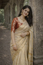 Pavitra - Golden Tissue Modal Silk Saree