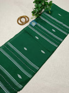 Premium Mulmul Cotton Jamdani Saree with Blouse Piece – Handwoven Soft Bengal Jamdani Saree in Elegant Green