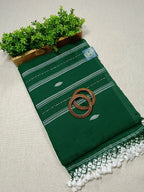 Premium Mulmul Cotton Jamdani Saree with Blouse Piece – Handwoven Soft Bengal Jamdani Saree in Elegant Green