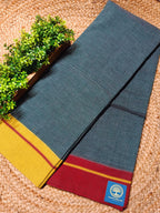 Premium Pure Cotton Patteda Anchu Saree | Traditional Karnataka Handloom Saree | Checked Body with Contrast Border