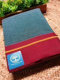 Premium Pure Cotton Patteda Anchu Saree | Traditional Karnataka Handloom Saree | Checked Body with Contrast Border