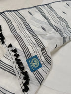 Pure Mull Cotton Jamdani Saree – White & Black Handwoven Bengal Jamdani | Soft Lightweight Cotton Saree with Blouse Piece