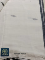 Pure Mull Cotton Jamdani Saree – White & Black Handwoven Bengal Jamdani | Soft Lightweight Cotton Saree with Blouse Piece