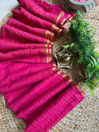 Pure Mull Cotton Zari Check Saree – Handwoven Lightweight Festive Saree with Tassel Pallu