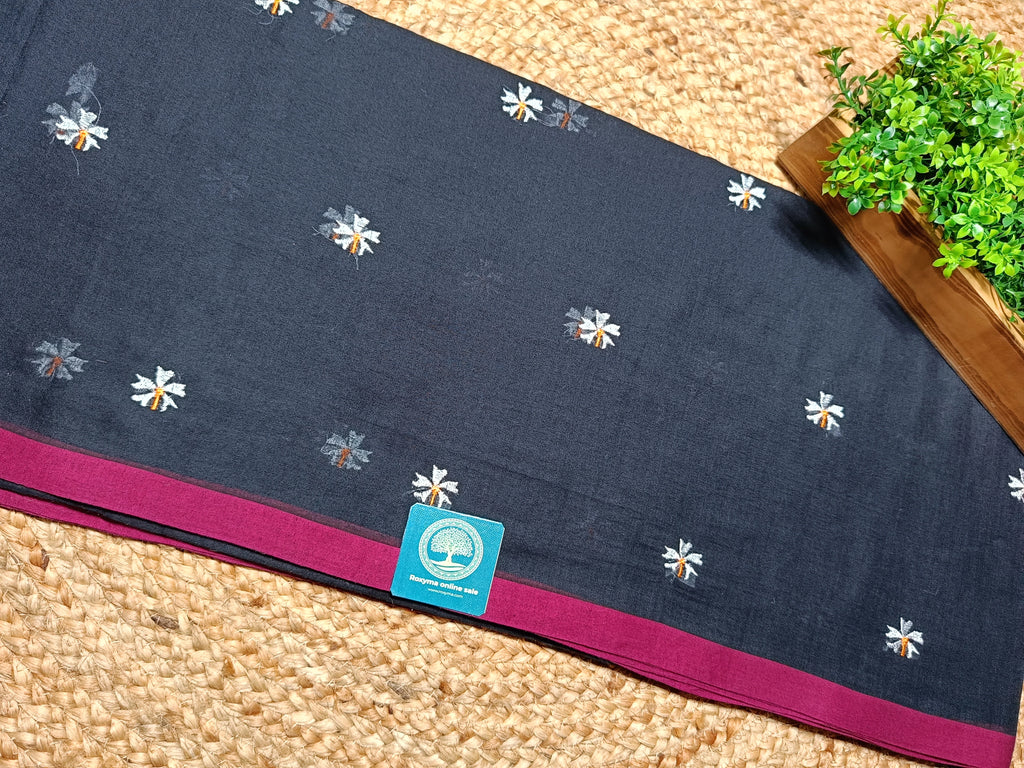 Pure Mulmul Cotton Saree with Seuli Embroidery | Bengal Handcrafted Soft Cotton Saree
