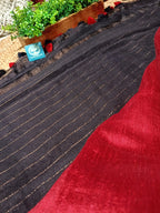 RoktoRagini - Red & Black Matka Silk Saree with Jamdani Border & Pallu