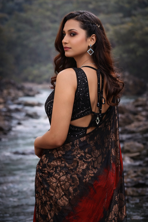 Red & Black Matka Silk Saree with Jamdani Border & Pallu_2