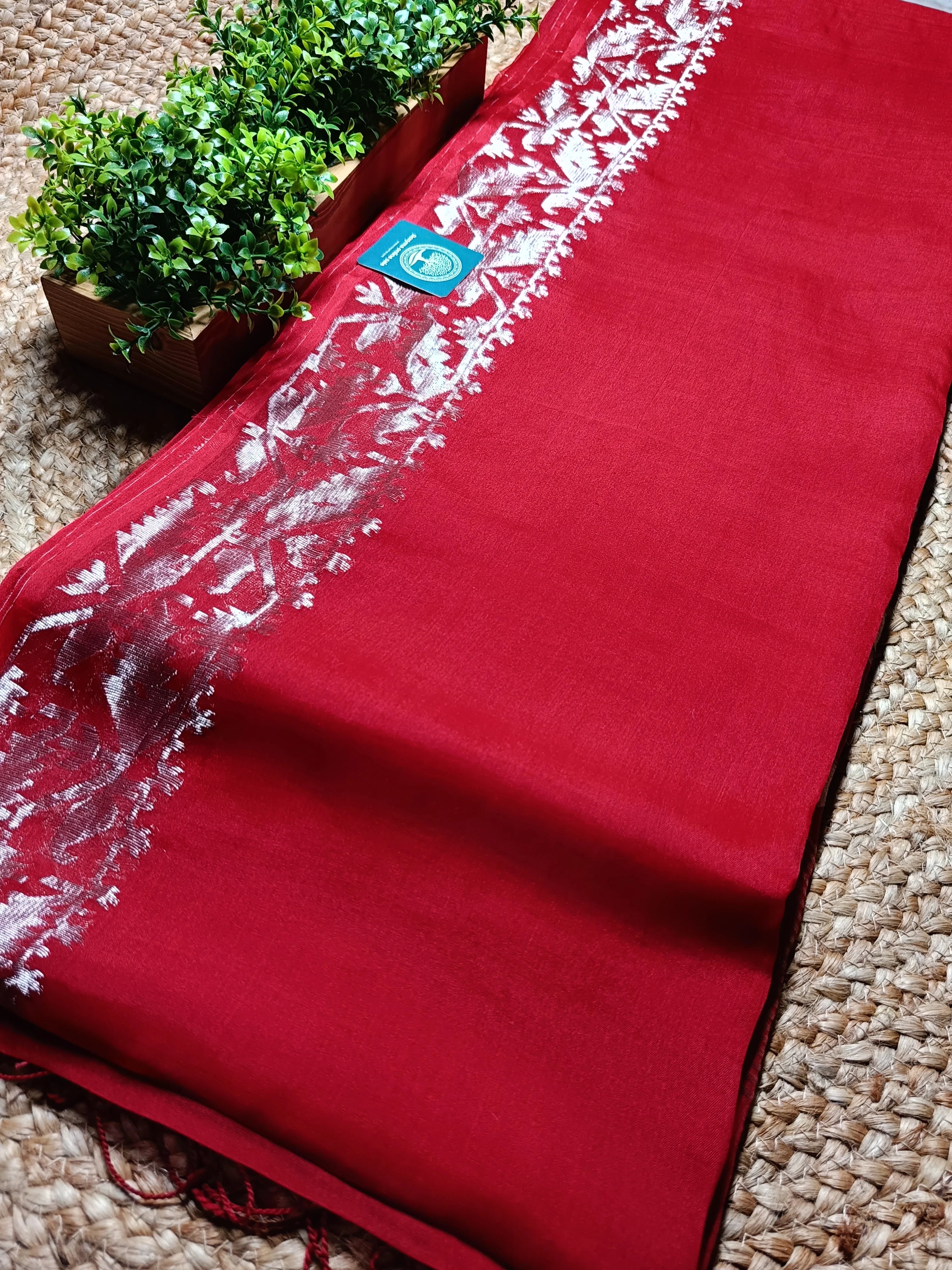 Subarnalata - Pure Maslin Silk Saree with Matka Silk Blouse Piece | Premium Handloom Silk Saree | Elegant Festive & Wedding Wear