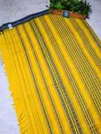 Yellow Begumpur Handwoven Cotton Saree with Grey Border | Traditional Bengal Handloom Saree