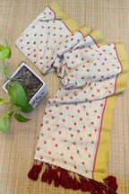 Mandakini Cream Mull Cotton Floral Printed Saree with Yellow Border | Soft Mulmul Cotton Saree | Lightweight Handloom Style