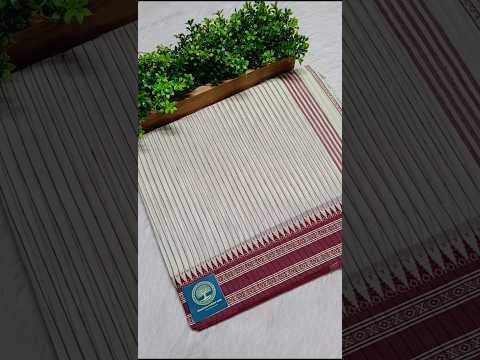 Begumpur Cotton Handloom Saree with Full Body Stripes and Handwoven Naksha Border | Authentic Bengal Handloom