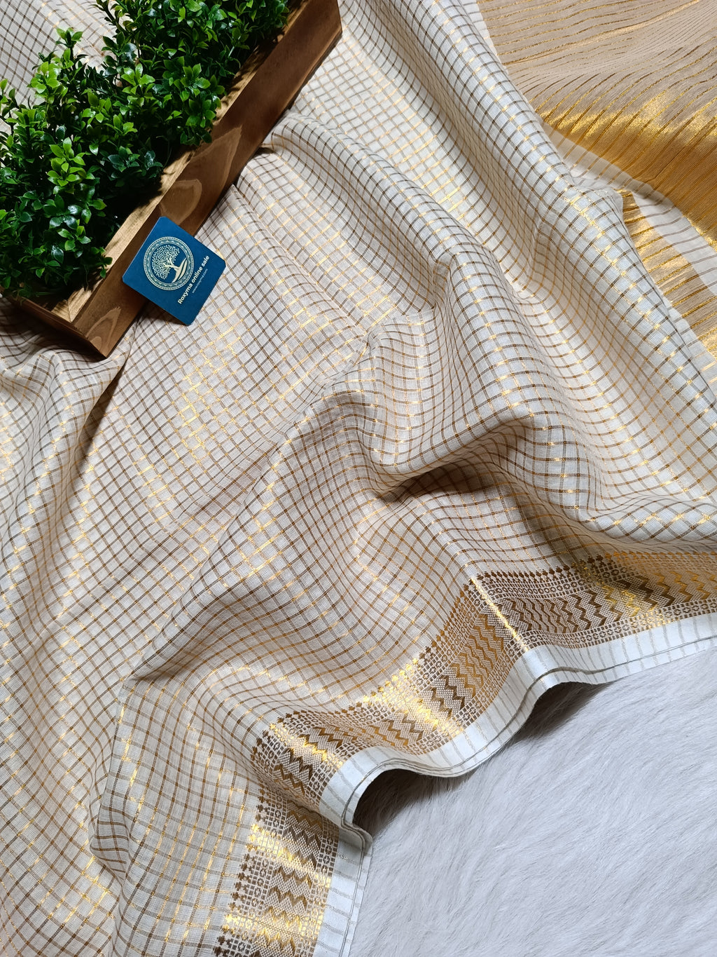 Mulmul Cotton Saree With Golden Zari Naksha  Women Border