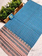 Premium Handwoven Dhonekhali Cotton Saree with Traditional Border & Tassels