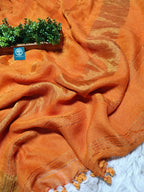 Jayasree Linen Saree With Zari Border and Blouse Piece