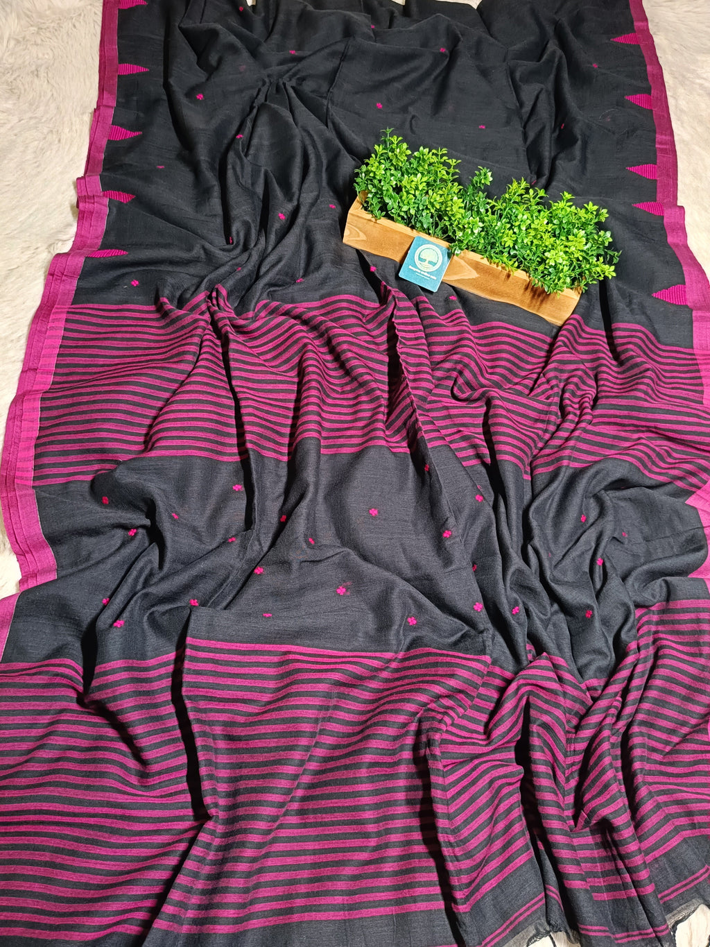 Pure cotton saree with jamdani butties and running blouse