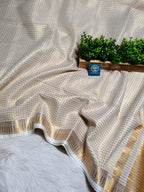 Mulmul Cotton Saree With Golden Zari Naksha  Women Border