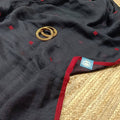 Premium Black Linen Saree with Red Jamdani Buties & Contrast Running Blouse Piece