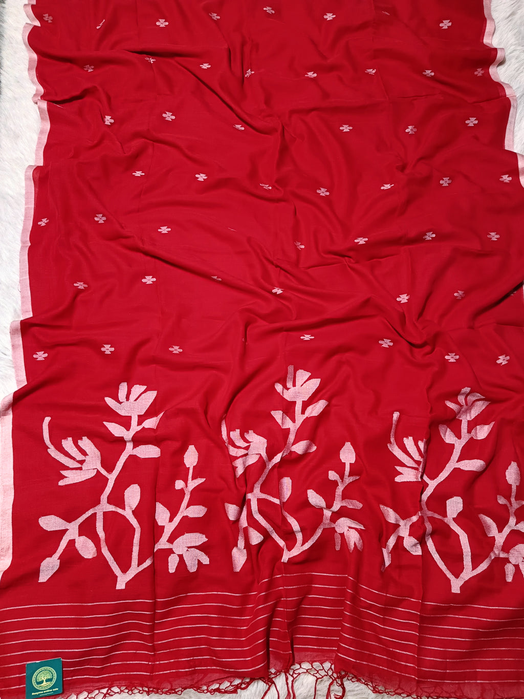 Pure Handwoven Fine Cotton Jamdani Saree